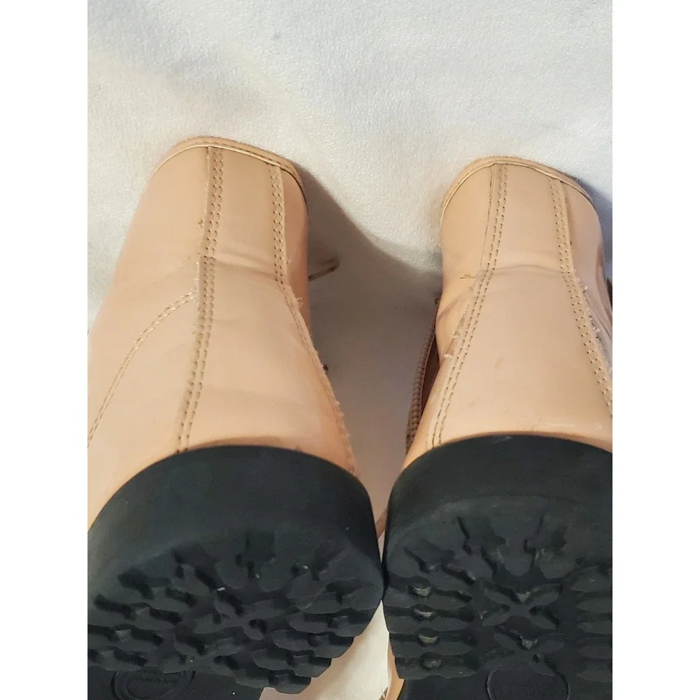 Wonder Nation Girls Pink Patent Cat Face Combat Boots Size 10 Zip Up GTWN49DP015